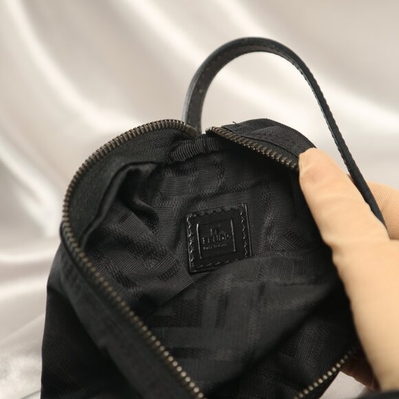 Rare FENDI Zucca FF Barrel Pochette Black - Picture 10 of 10